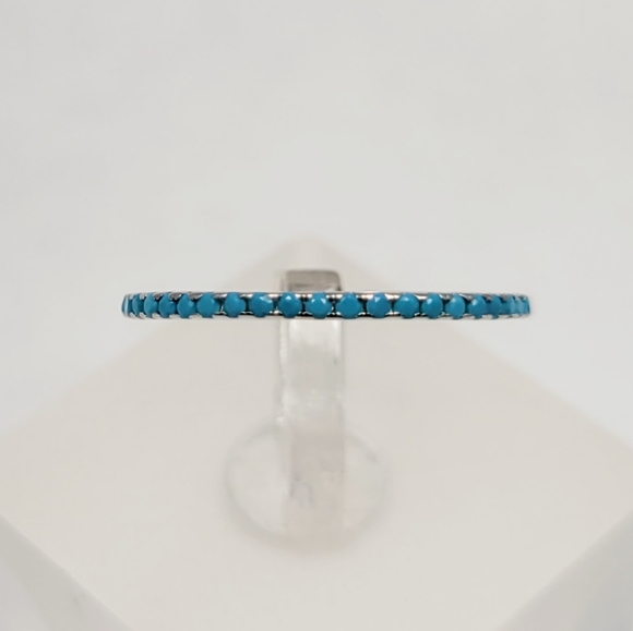 Sterling Silver Turquoise Eternity Band - Picture 11 of 16